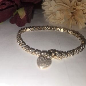 Gold-Tone Heart Charm Bracelet -925 Sterlin Silver Gold Plated Women's Jewelry